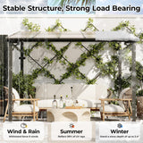 10' x 10' Outdoor Lean to Gazebo, Wall-Mounted Lean to Metal Awnings Gazebos, Hard Top Lean to Pergola, Large Wall-Mounted Heavy Duty Awnings for Patio, Deck, Porch, Lawn and Backyard Hipicute