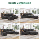 HONBAY Sectional Sofa with Storage Seat U Shaped Sectional Couch with Reversible Chaise Convertible Sectional Couch for Living Room,Dark Grey HONBAY