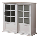 Kings Brand Furniture Holmes White Wood Curio Cabinet with Glass Sliding Doors Kings Brand Furniture