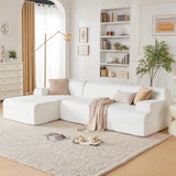 Huatean Home 107" Modular Sectional Sofa, Sponge Sectional Sofa Couch for Living Room, High Density Sponges Cloud Couch,Modular L-Shape Sofa Couch with Chaise, White Huatean Home