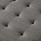 24KF Large Square Upholstered Tufted Linen Ottoman Coffee Table, Large Footrest Ottoman with Solid Wood Shelf-Granite 24KF