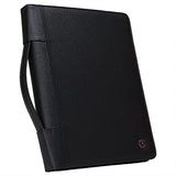 Case-it Executive Zipper Padfolio with Removable 3-Ring Binder and Letter Size Writing Pad, Pebbled Faux Leather Black (PAD-40) Case it