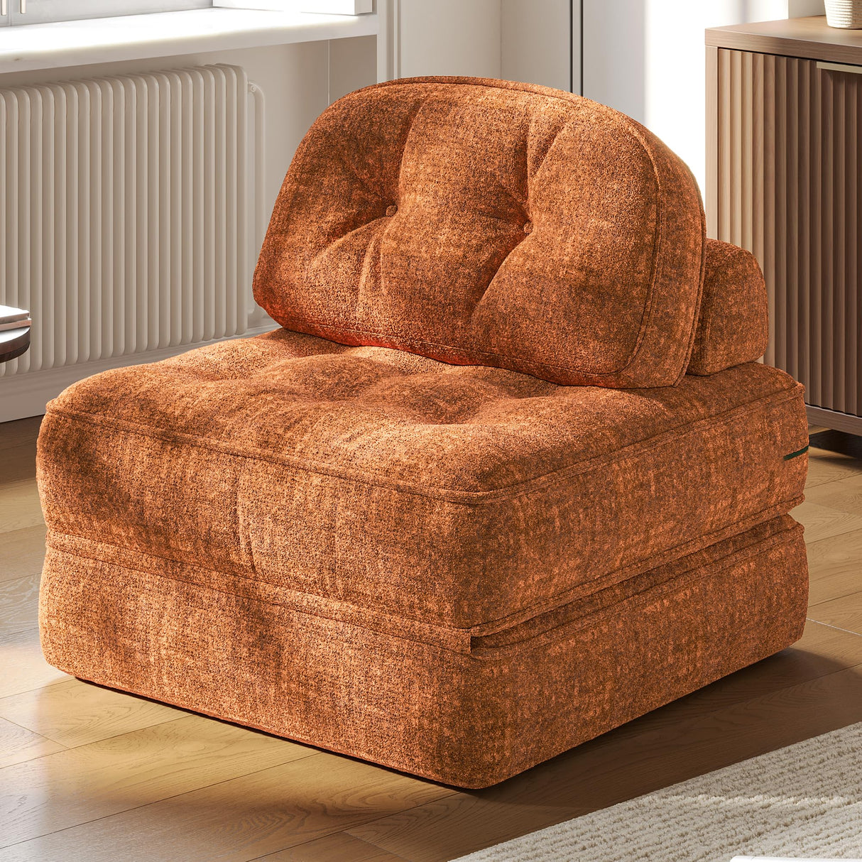 Dowinx Folding Sofa Bed with Pillow, Convertible Comfy Couch Bed for Adults Home Lounge and Gaming, Modern Comfortable Design for Apartment Living Room Bedroom, Single, Smooth Velvet, Amber Brown Dowinx