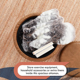 Ornavo Home Lawrence Round Storage Ottoman with Lift Off Lid and Tray Lid Coffee Table, Ottoman with Storage for Living Room, Bedroom and Office, Faux Leather Mocha Ornavo Home