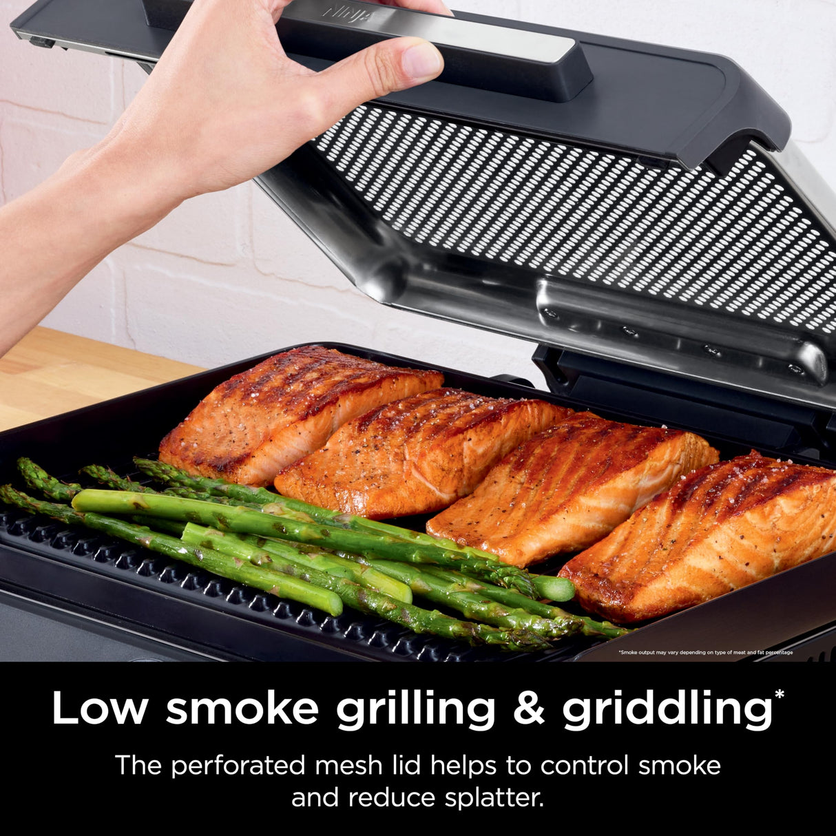 Ninja Griddle and Indoor Grill, 14’’, Electric Grill, For Steak, Burgers, Salmon, Veggies, and More, Pancake Griddle, Nonstick, Dishwasher Safe, 500F, Even Cooking, Silver, GR101 Ninja