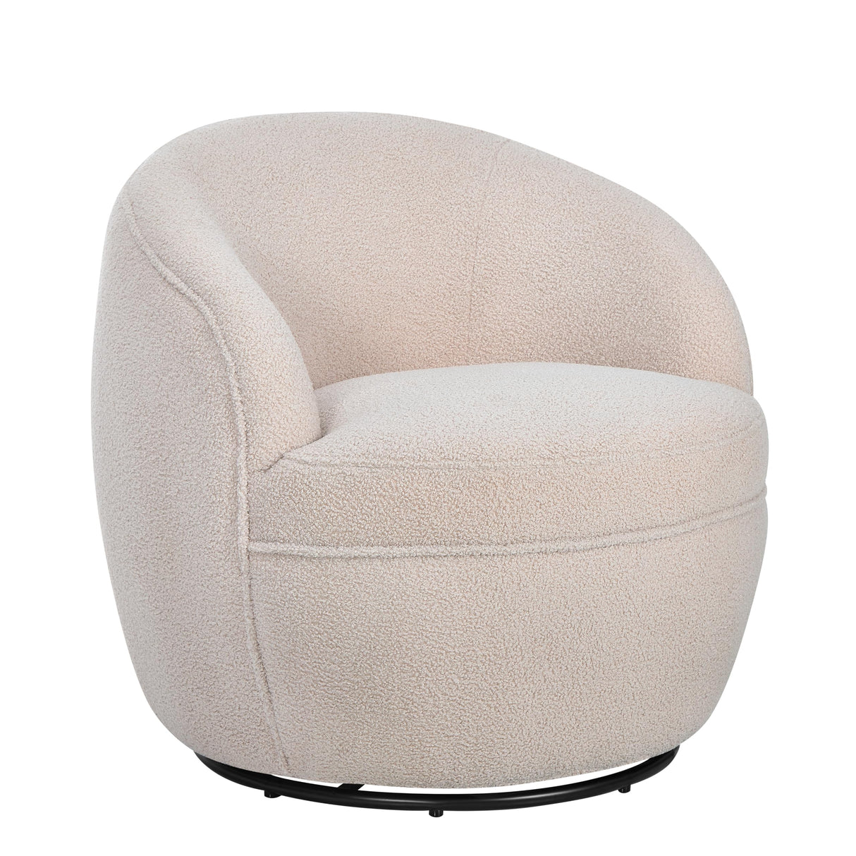Roundhill Furniture Galleria 360 Swivel Teddy Sherpa Barrel Chair, Beige Roundhill Furniture