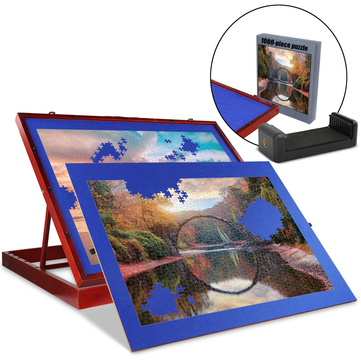 Jigitz 1500 Piece Jigsaw Puzzle Board Easel - Fold and Tilt Adjustable Felt Puzzle Board Tabletop Jigsaw Easel Board - 26" x 35" Portable Tabletop Puzzle Saver Jigitz