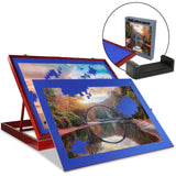 Jigitz 1500 Piece Jigsaw Puzzle Board Easel - Fold and Tilt Adjustable Felt Puzzle Board Tabletop Jigsaw Easel Board - 26" x 35" Portable Tabletop Puzzle Saver Jigitz
