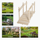 Outsunny 7.5' Wooden Arch Garden Bridge, Safety Rails for Backyard Ponds, Creeks, Streams, Natural Aosom