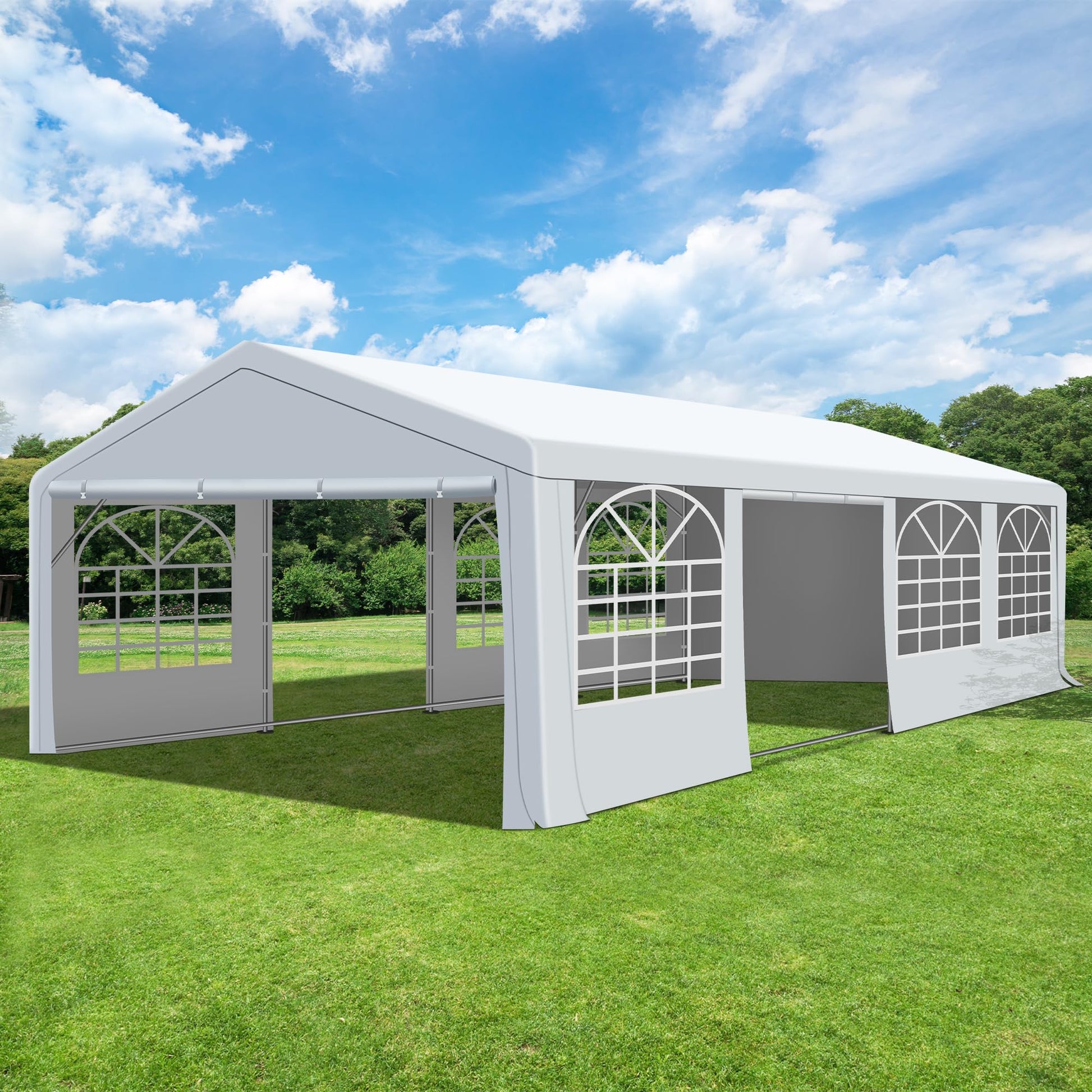 QZEN 20x30 ft Party Tent Heavy Duty Canopy Tent with Removable Sidewall & 4 Sand Bags, Outdoor Wedding Event Tents for Party (20' x 30') - WoodArtSupply