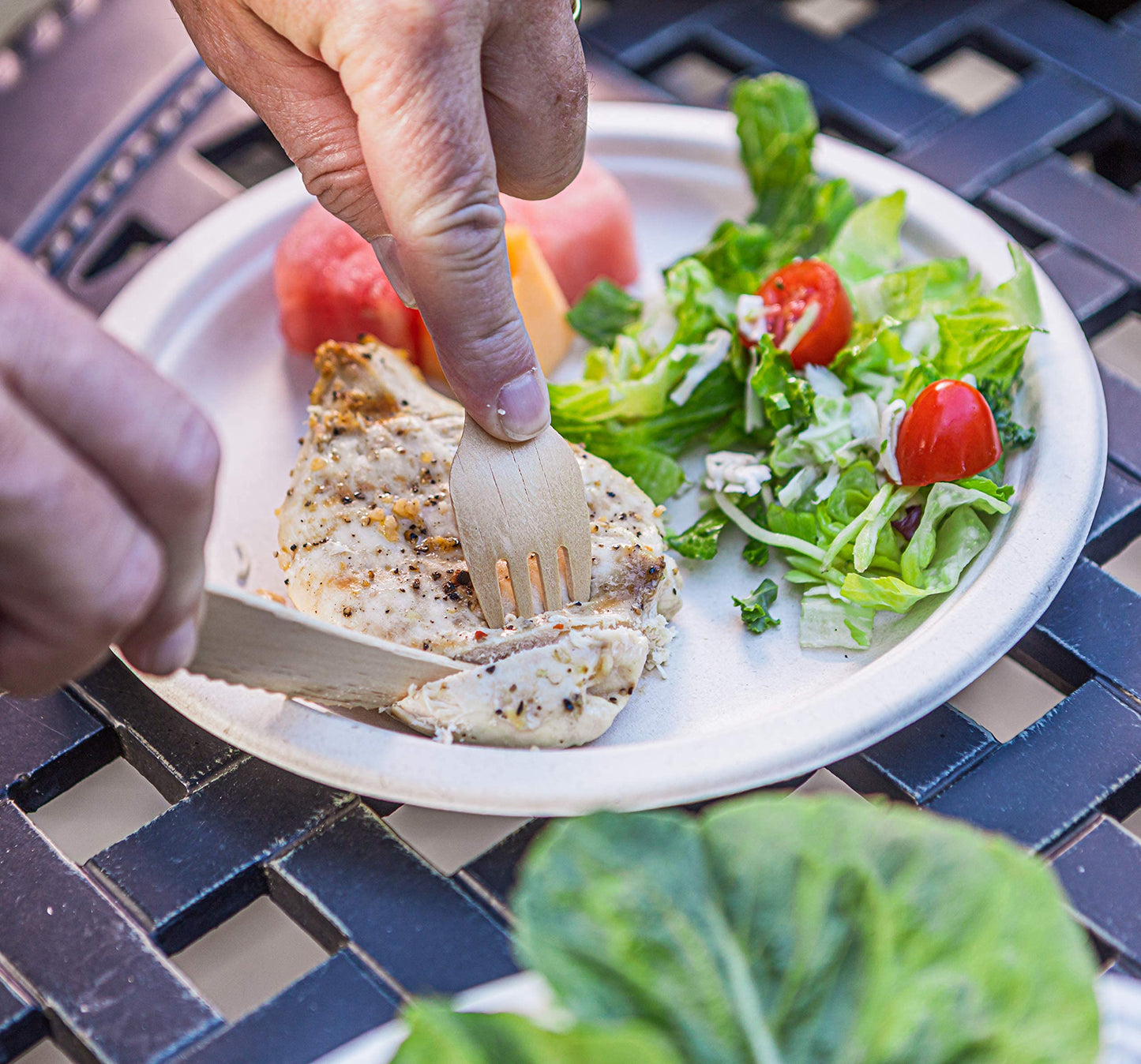 Disposable Wooden Cutlery Set - 100% Home Compostable - 100 Mix - (40 Forks, 40 Spoons and 20 Knives) 6.5", Bamboo Utensils Alternative, Eco-Friendly, Organic, Sustainable and Carbon Neutral Certified