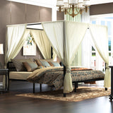 YITAHOME King Size Black Metal Canopy Bed Frame with Headboard and Wooden Slats YITAHOME