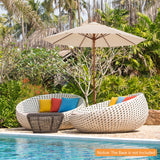 Tangkula 9.5 FT Pulley Lift Round Patio Umbrella, Wooden Market Umbrella W/Rope Pulley Mechanism, 8 Fiberglass Ribs, Portable Table Parasol, Outdoor Sun Umbrella for Garden, Yard, Deck, Pool (Beige) Tangkula