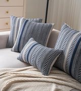 Cethom Boho Throw Pillow Covers 18x18 Inch Set of 2, Farmhouse Decorative Couch Pillow Cases, Navy Blue Accent Pillows of Bed, Sofa Bedroom Living Room Home Decor Cushion Cover Cethom