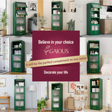 GAIOUS 5-Tier Kitchen Pantry Cabinet, Display Storage Cabinet with 4 Flip-up Acrylic Glass Doors and 1 Drawer, Green Freestanding Bakers Rack to Storage Small Microwave Spice Seasoning Bowl Cup Books GAIOUS
