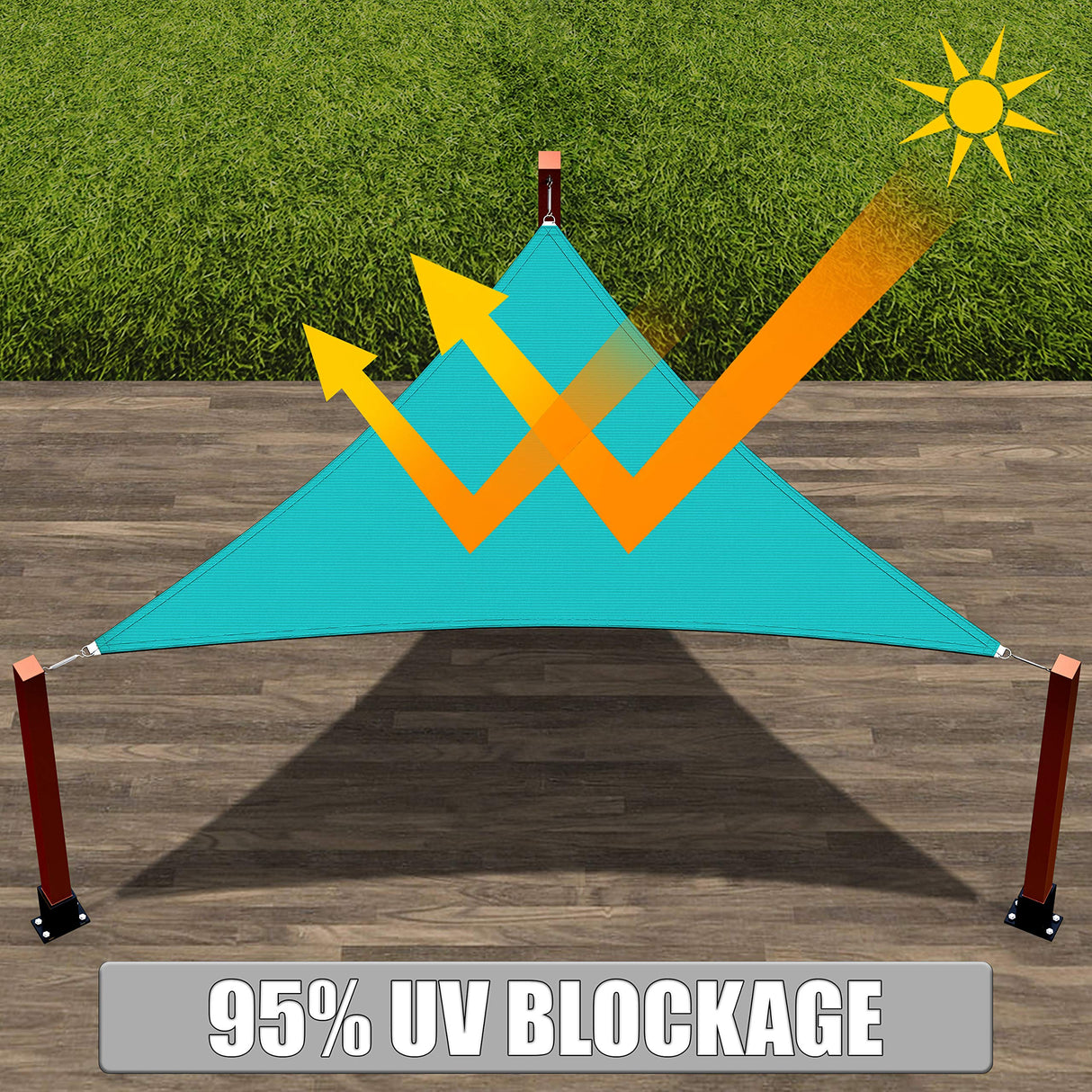 ShadeMart 10' x 10' x 14.1' Turquoise Right Triangle Sun Shade Sail UPF50 Canopy Fabric Cloth Screen, Water Air Permeable & UV Resistant, Heavy Duty, Carport Patio Outdoor - (We Customize Size) ShadeMart