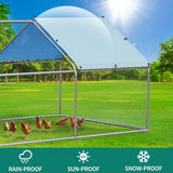 YITAHOME Large Metal Chicken Coop with Water-Resident and Anti-Ultraviolet Cover, 26.24'L x 9.84'W x 6.39'H Walk-in Poultry Cage with Run, Chicken Runs House for Outside - 4 Cages YITAHOME
