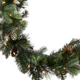 National Tree Company Pre-Lit Artificial Christmas Garland, Green, Carolina Pine, White Lights, Decorated with Pine Cones, Battery Operated, Christmas Collection, 9 Feet National Tree Company