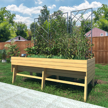 VEIKOU Raised Garden Bed 6 x 3 x 2FT, Raised Garden Beds Outdoor with 6 Legs, Detachable Liner, Garden Bed for Backyard, Patio, Balcony, 837lbs Capacity, Natural Wood - WoodArtSupply