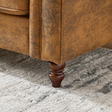 Mid Century Modern Faux Leather Couch Set of 2, Tufted Couch and Loveseat Set muebles para la sala Comfy Chesterfield Upholstered Office Furniture Living Room Sofa Set 2 Piece (Brown, 3+3 Seater) SLEERWAY