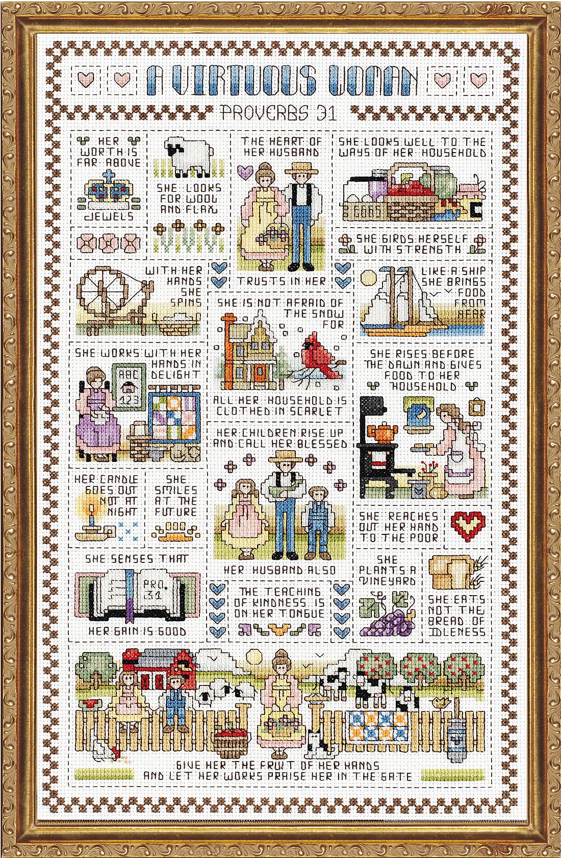Janlynn 50224 Counted Cross Stitch Kit 9.25"X15.25", A Virtuous Woman (14 Count) Janlynn