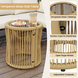 Yaheetech 3 Pieces L-Shaped Conversation Sofa Set, Outdoor Patio Furniture Set w/Detachable Lounger, Thick Cushions, Glass Side Table for Patio, Backyard, Porch, Garden Yaheetech