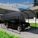 Chilihom Car Port Metal Carport 12 ×20 FT Heavy Duty Carport Kit, Metal Garage Carport Canopy with Galvanized Steel Frame and Roof, Car Tent Shelter Outdoor Storage Shed for Boats and Truck, Charcoal Chilihom
