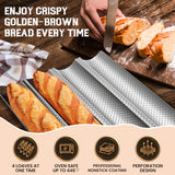 Pavsrmy Baguette Bread Pan, Premium Nonstick Perforated Baguette Pan for French Bread Baking, 4 Loaves Baguette Baking Tray for Sourdough, Italian Bread, Perfect for Creating Crisp Golden-Brown Crust Pavsrmy
