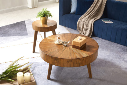 Gexpusm Round Wood Coffee Tables for Living Room, Farmhouse Circle Coffee Table, Mid Century Wooden Rustic Coffee Tables for Apartment, Easy Assembly (Only Coffee Table, 31.50" Dx31.50 Wx14.2 - WoodArtSupply