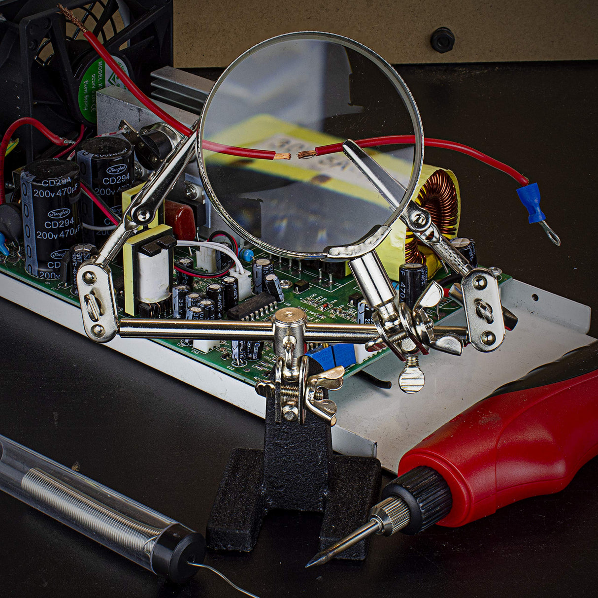 NEIKO 01902 Adjustable Helping Hand with Magnifying Glass, Third Hand Solder Aid, Soldering Wire Station Stand with Dual Alligator Clips and a Heavy Base, Beading & Jewelry Making Tools, Solder Holder NEIKO