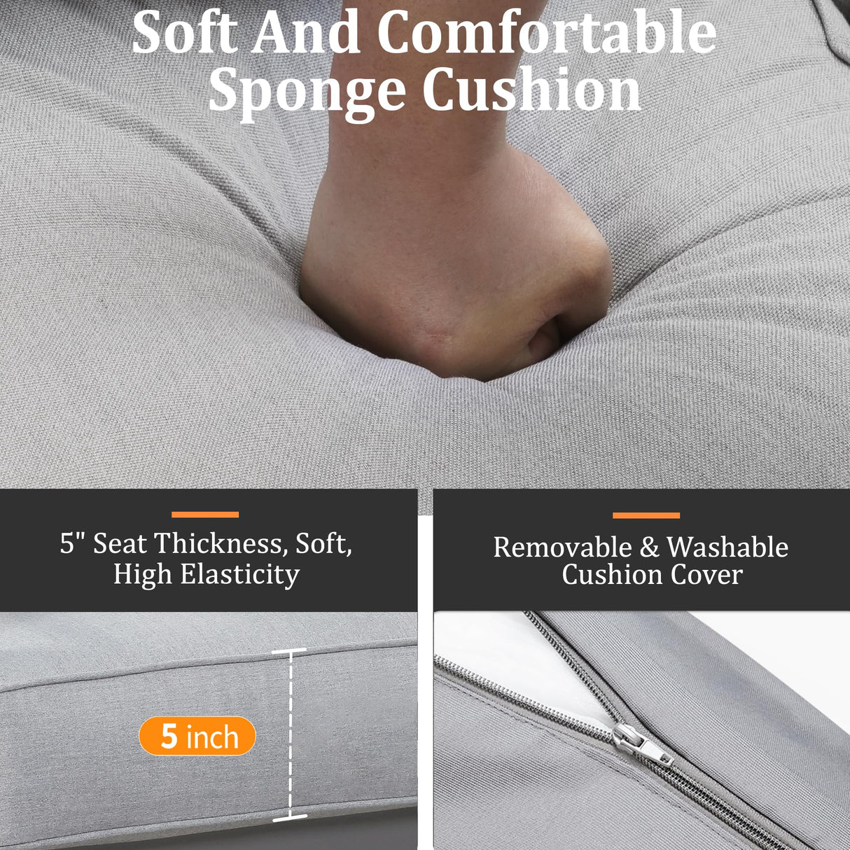 Kiss the Water Outdoor Patio Furniture Loveseat Sofa, All-Weather Metal Aluminum Patio Couch with 5" Thick and Soft Cushion and Wide Arm, Outdoor Couch for Balcony, Porch, Backyard Kiss the Water