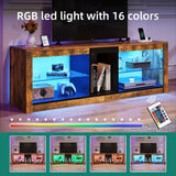 YITAHOME LED TV Stand w/Power Outlets for TVs up to 55/60 inch, Gaming Entertainment Center with Glass Shelves RGB Modes, Modern TV Stand for Living Room, TV Console with Storage, Rustic Brown YITAHOME