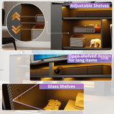 IRONCK Entertainment Center with Storage, 47 Inch Tall TV Stand W/Power Outlet, LED Gaming TV Cabinet for PS4, Black TV Stand with Carbon Fiber IRONCK