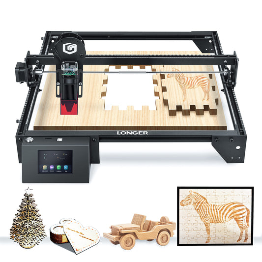 Longer RAY5 60W High Accuracy Cutting and Engraving, 10W Laser Engraver 0.06 * 0.06mm Spot, 3.5" Touch Screen, Multiple Machines Control, DIY Marking for Wood and Metal 15.7"x15.7" - WoodArtSupply