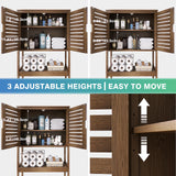 SMIBUY Bamboo Over-The-Toilet Storage Shelf with Adjustable 3-Tier Shelves - Walnut Finish SMIBUY