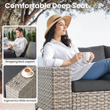 ovios 9 Pieces Patio Furniture Set Outdoor Sectional Sofa Couch with Fire Pit Table Rocking Swivel Chairs Deep Seat Chaise, Modern Modular Wicker Rattan Conversation Set, Black ovios