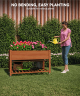 GarveeHome Raised Garden Bed 48x24x32-Inch Mobile Elevated Wood Planter Raised Beds w/Lockable Wheels, Storage Shelf, and Protective Liner for Indoor/Outdoor Gardening,Acorn Brown GarveeHome