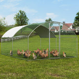 VEVOR Large Metal Chicken Coop with Run, Walkin Poultry Cage for Yard with Waterproof Cover, 13.1 x 9.8 x 6.4 ft Peaked Hen House, Duck and Rabbit, Silver, Spire Roof VEVOR