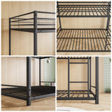 JURMERRY Metal Bunk Bed Full Over Full Beds with Sturdy Guard Rail & Ladder, Space-Saving Design No Box Spring Needed,Black JURMERRY