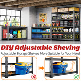 48"W Garage Shelving, 3050LBS Storage Shelves Heavy Duty, 5 Tier Metal Shelving Unit Adjustable Garage Shelves Heavy Duty Shelving for Warehouse,Commercial, Kitchen, 48" W × 18" D × 72" H, Black CypBed