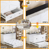 WJFORLION Murphy Bed Queen, Foldable Bed Murphy Cabinet with Storage & Charging Station, Bed Frame for Living Room, Guest Bedroom WJFORLION