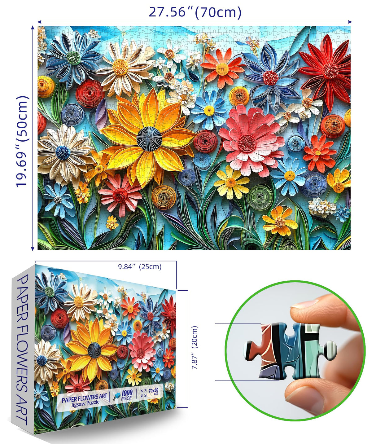 MINIWAN Puzzles for Adults 1000 Pieces Colorful Flower 1000 Pieces Jigsaw Puzzle for Adults Challenging Art Paper Puzzle Impossible Difficult Plant Jigsaw Puzzles for Adults MINIWAN