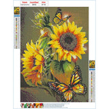 GDYEEH DIY 5D Sunflowers Diamond Art Kits, Butterfly Round Full Drill Sparkling Diamond Painting Picture, Flowers Diamond Painting Art Kits Craft for Adults Beginners, Home Wall Decor 12x16inch GDYEEH