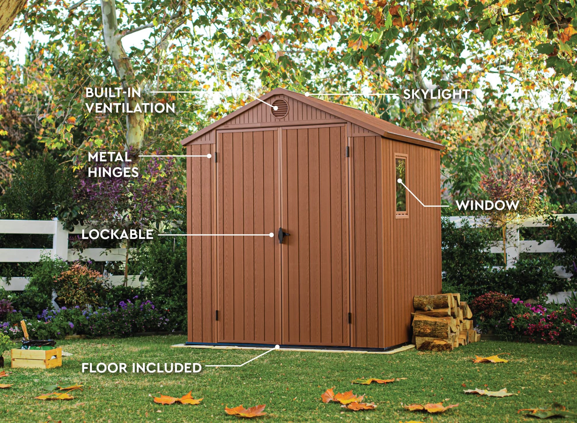 Keter Darwin 6 x 6 Foot Spacious Heavy Duty Outdoor Storage Shed for Organizing Garden Accessories and Tools with Double Doors and High Ceiling, Gray - WoodArtSupply