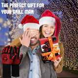 Pro-Series BBQ Gloves - Heat Resistant Grill, Grilling, and Oven Gloves for Culinary Experts - Extreme Fireproof Protection, Silicone Grip, Extra Long Mitts - Indoor & Outdoor - with Protective case M MERCHENS