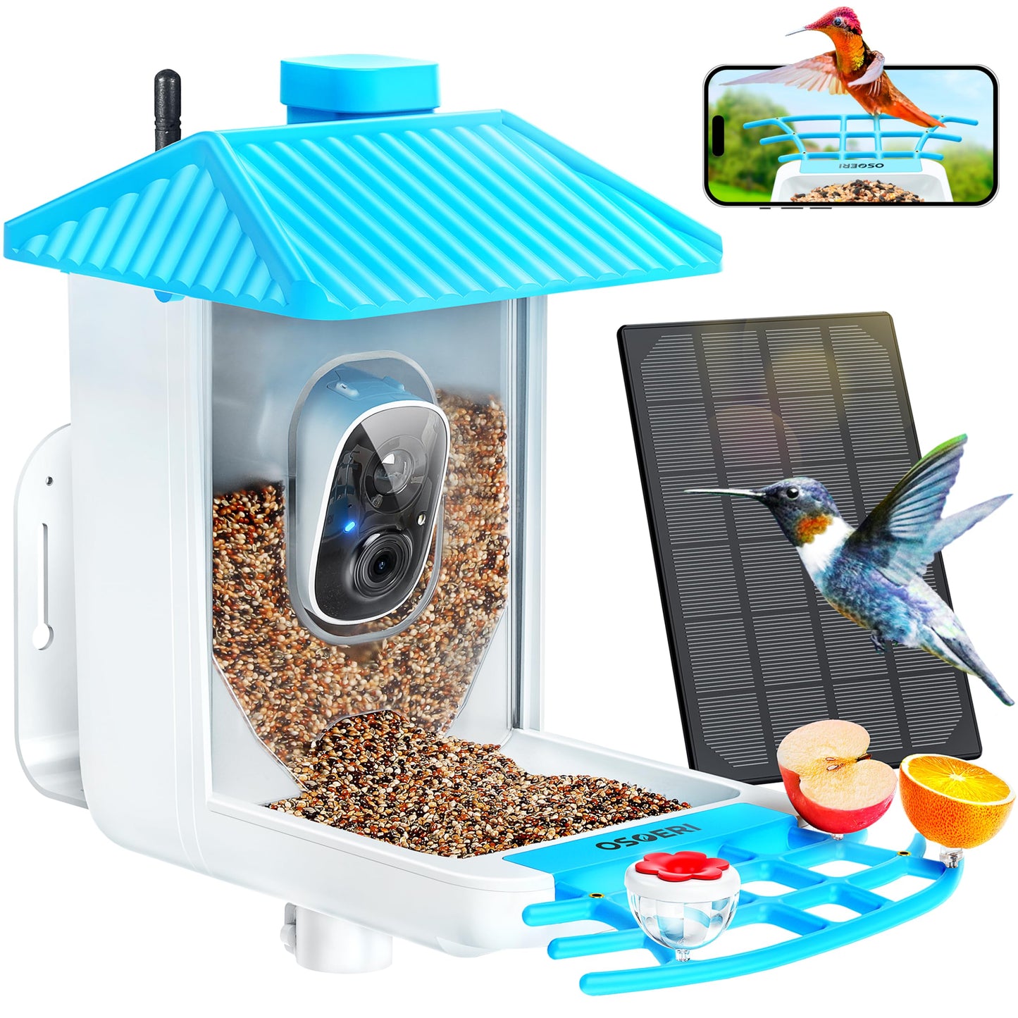 Osoeri Smart Bird Feeder with Camera, 1080P HD AI Identify Wild Bird Watching Camera, Auto Capture Bird Videos & Motion Detection, DIY Add-ons & - WoodArtSupply