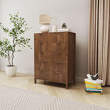 affeivul Mid Century Modern Dresser, 5 Drawer Dresser for Bedroom Wood, Farmhouse Wooden Storage Cabinet Side Table with Solid Wood Legs, Tall Skinny Nighstand for Closet, Living Room (Walnut) affeivul