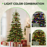 GOOBED Prelit Aspen Fir Realistic Christmas Tree 6.5ft with Remote Control, Pre-lit Hinged Xmas Tree with Glittering Diamond Tips, Holiday Decor for Holidays, Parties, Green GOOBED
