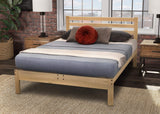 Lexington Natural Wood Platform Bed - Full Size, Minimalist Design with Slatted Headboard KD Frames