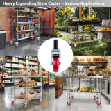 Finnhomy 4 Inch Prep Table Caster Wheels Set of 4 Heavy duty Expanding Stem Casters Fit 7/8", 1", 1-1/2" and 1-5/8" Tube Leg with Brake for Stainless Steel Furniture Legs, Worktable, Kitchen workbench Finnhomy